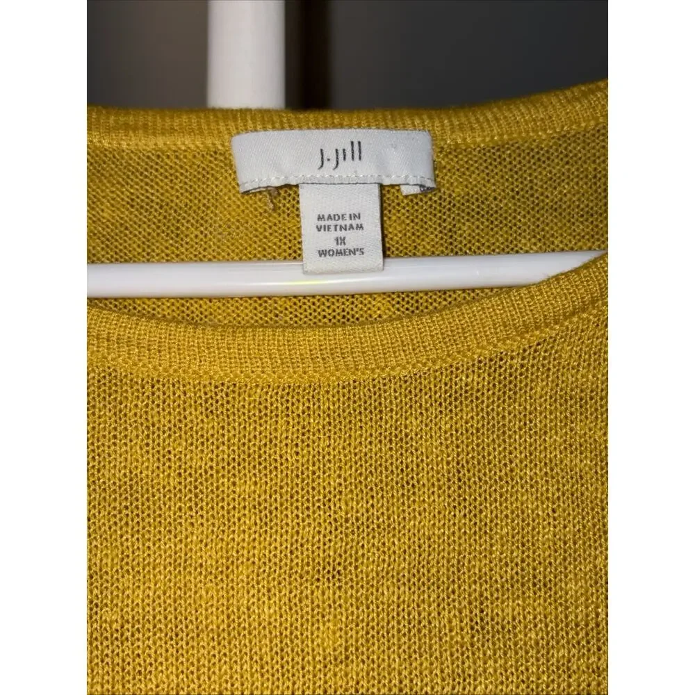 J.Jill Linen Knit Pullover Womens Sz 1X Lagenlook Minimalist 3/4 Sleeve Sweater